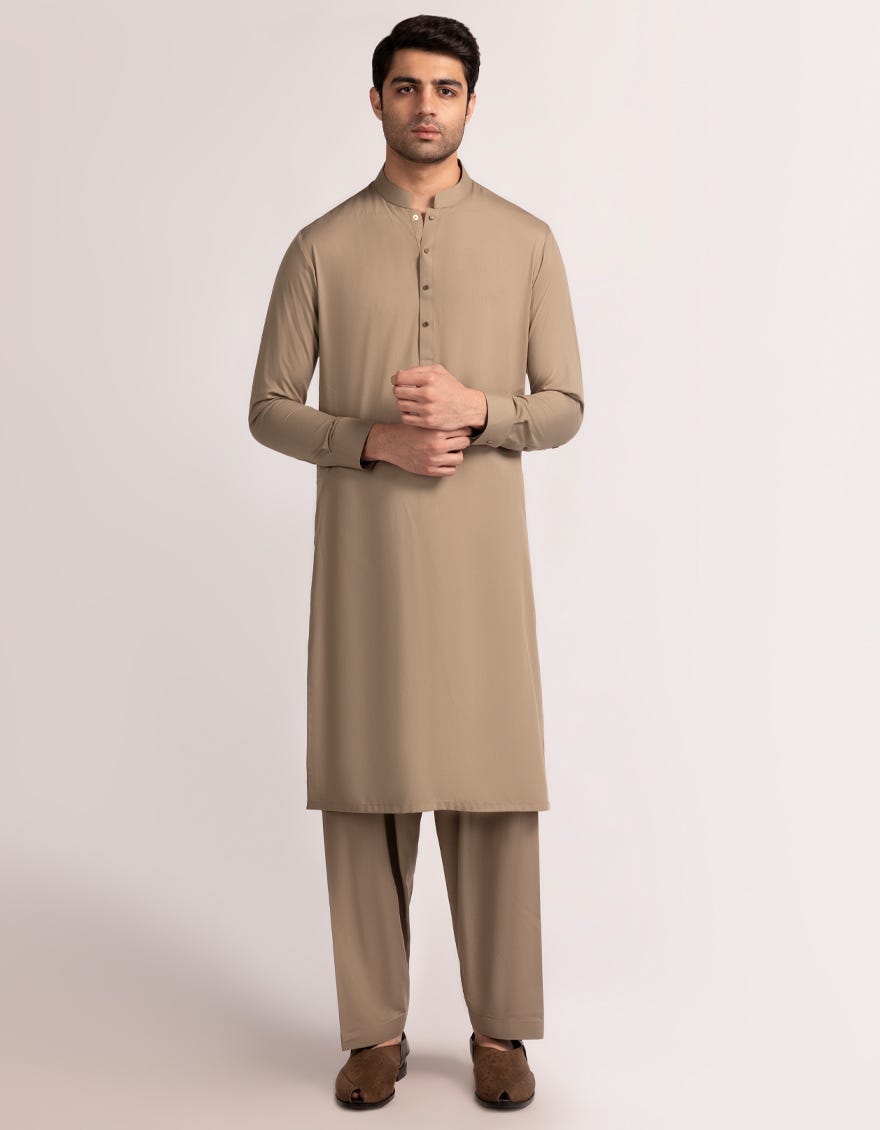 camel-brown-blended-casual-kameez-shalwar-jjksa33620