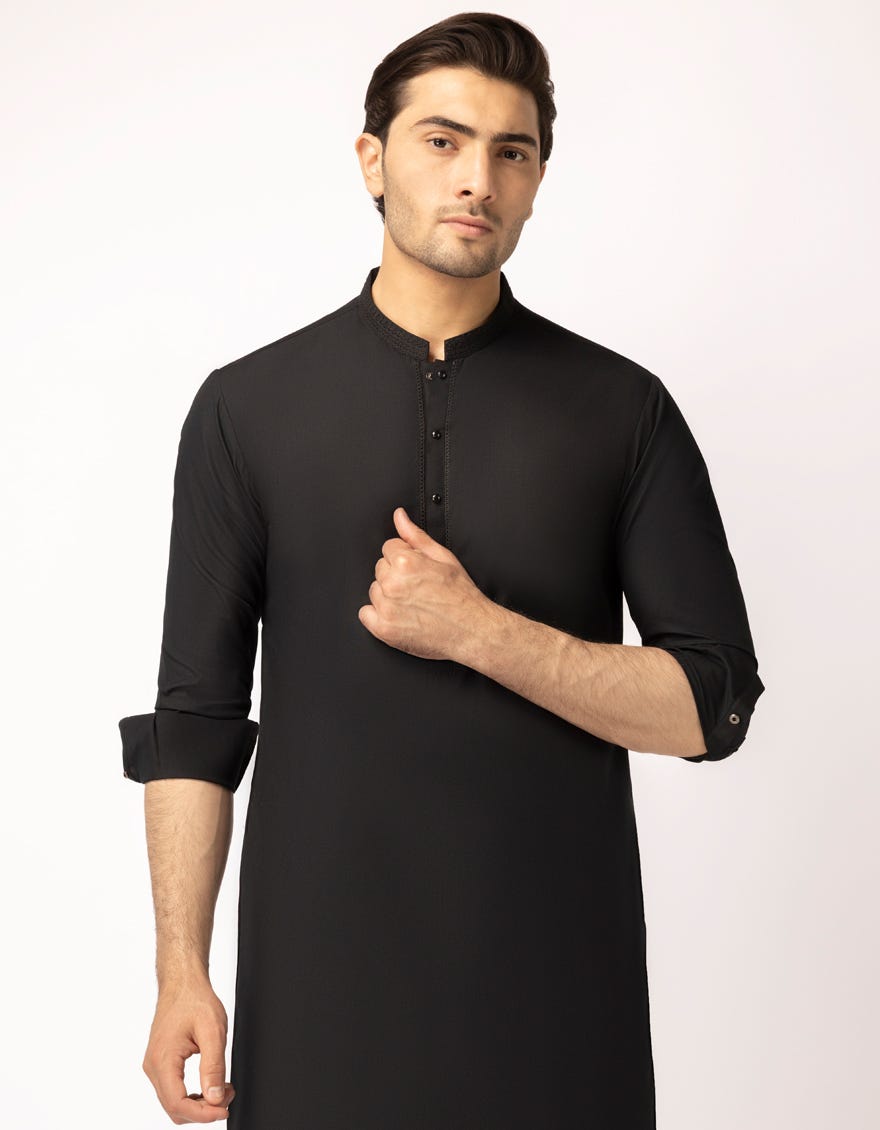 BLACK SEMI-FORMAL KURTA TROUSERS