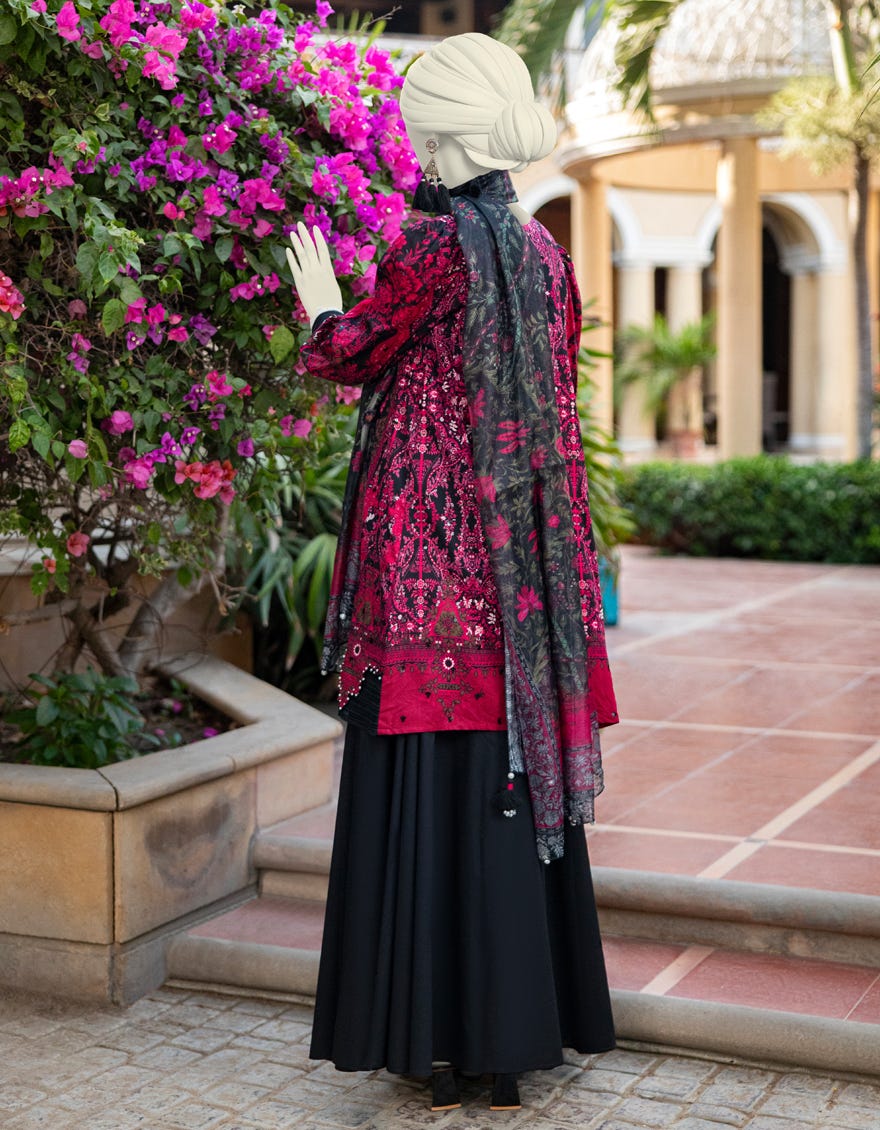 BLACK LAWN EMBROIDERED UNSTITCHED 3PC