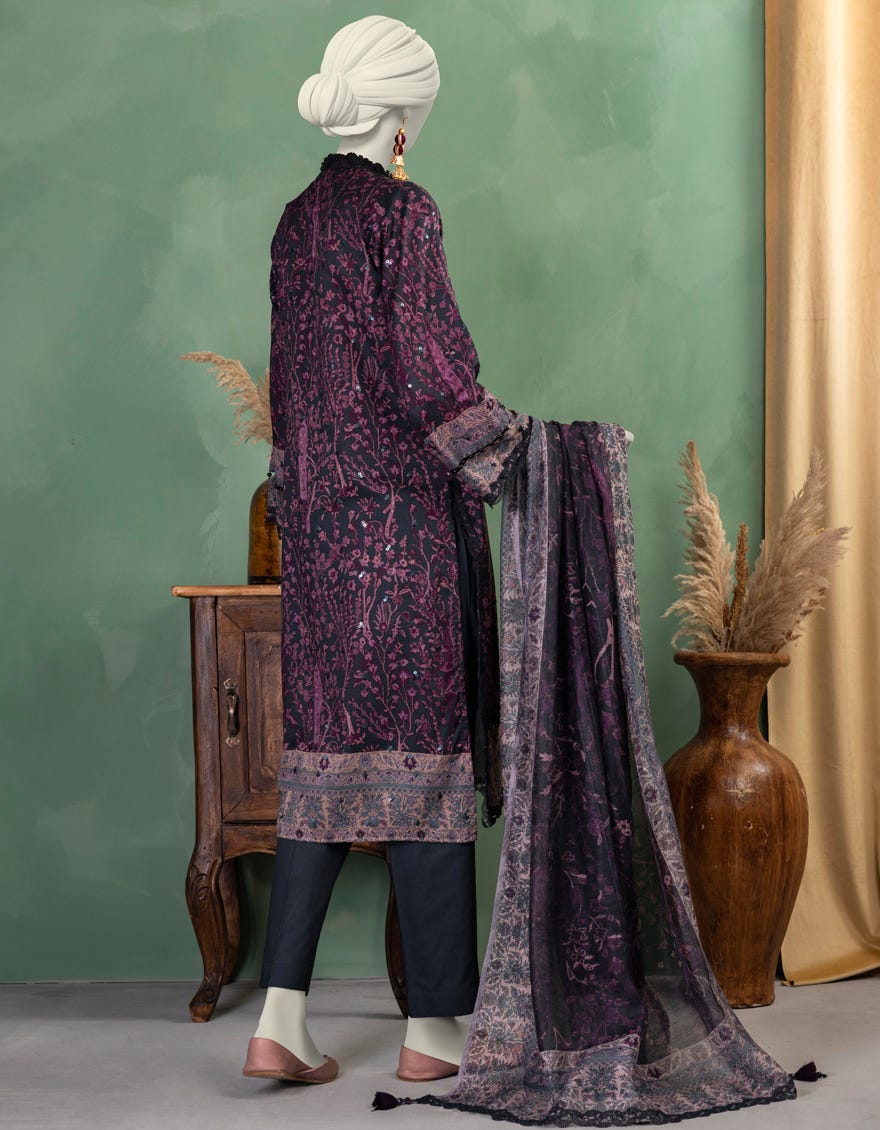 BLUE LAWN EMBROIDERED UNSTITCHED 3PC