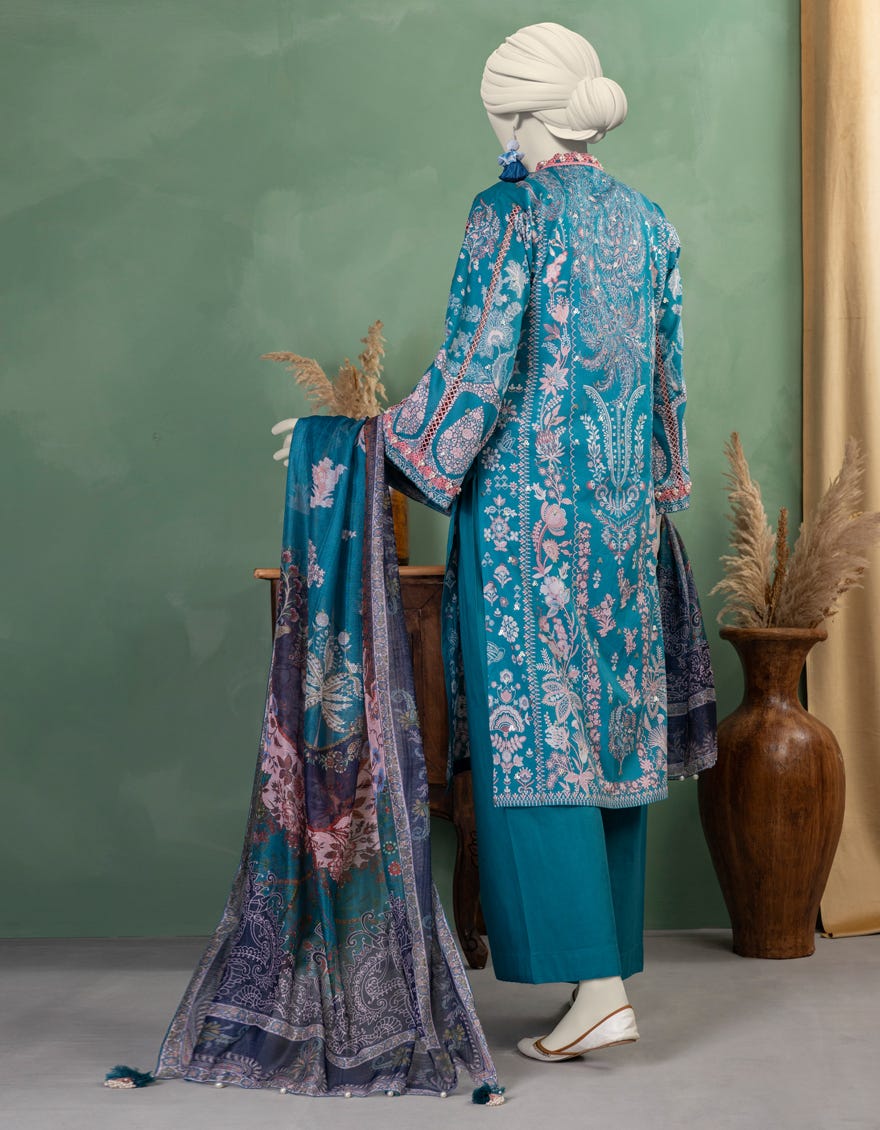 BLUE LAWN EMBROIDERED UNSTITCHED 3PC