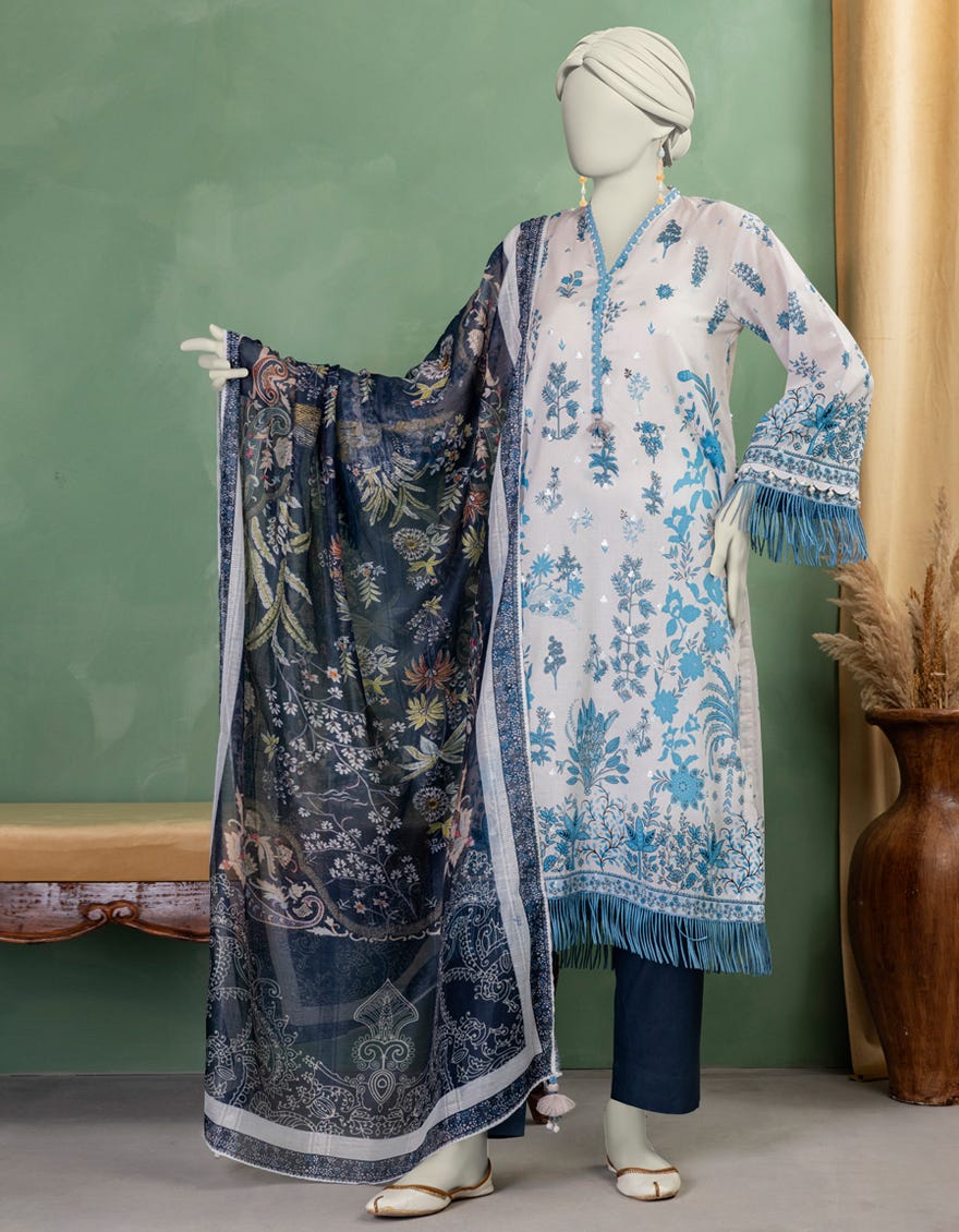 MULTICOLOR LAWN EMBROIDERED UNSTITCHED 3PC