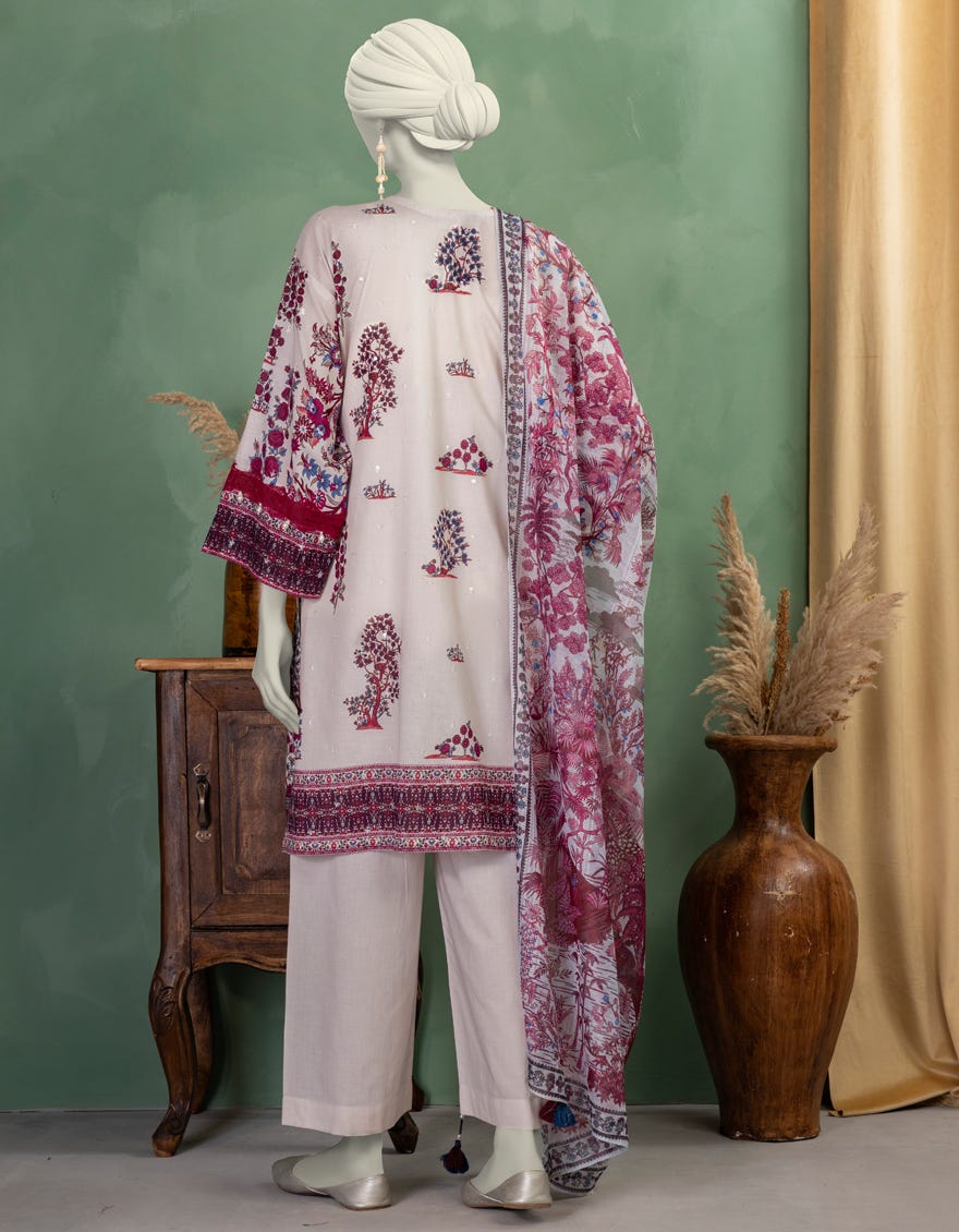 MULTICOLOR LAWN EMBROIDERED UNSTITCHED 3PC