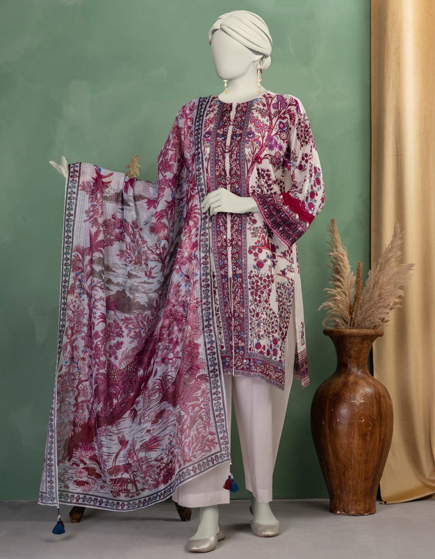 MULTICOLOR LAWN EMBROIDERED UNSTITCHED 3PC