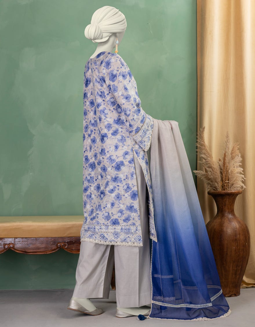 MULTICOLOR LAWN SCHIFFLI UNSTITCHED 3PC