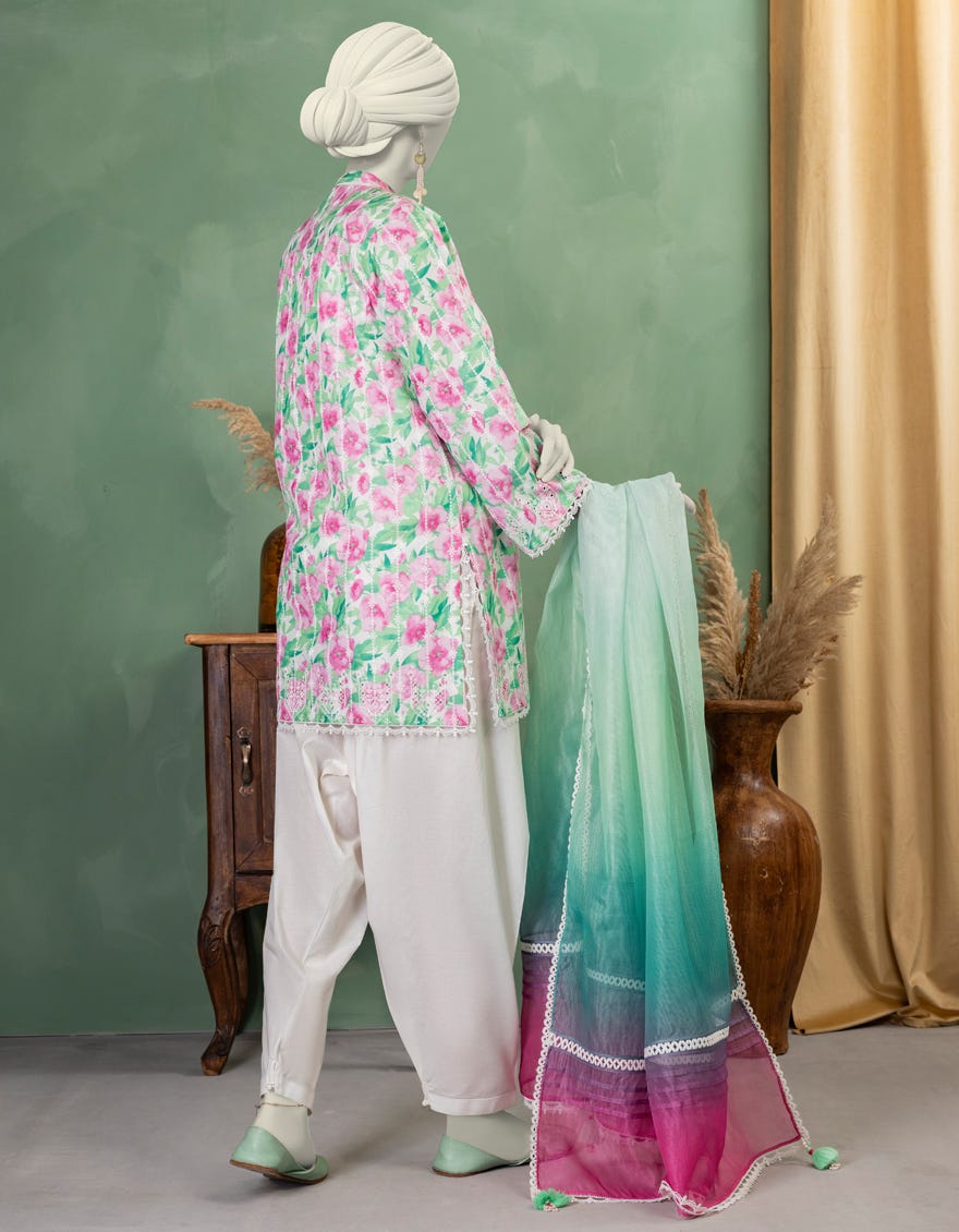 MULTICOLOR LAWN SCHIFFLI UNSTITCHED 3PC