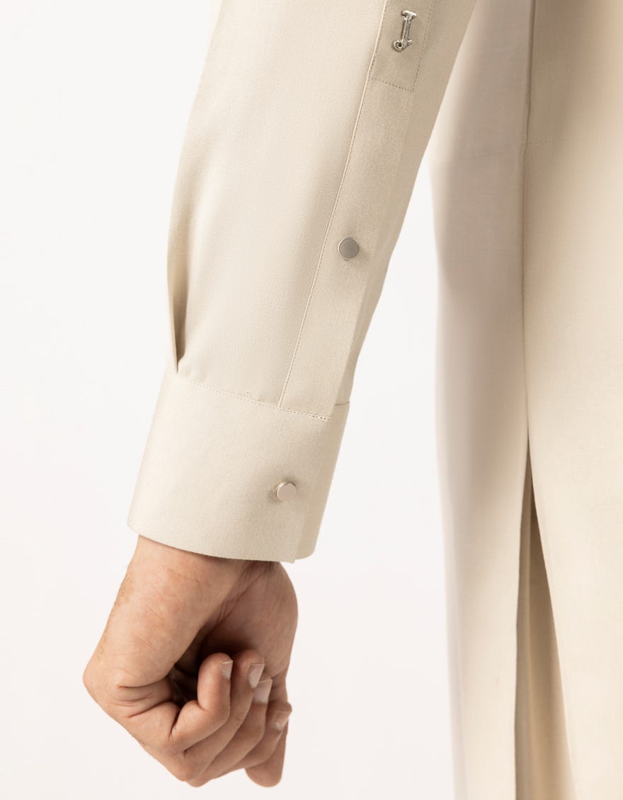 BEIGE BLENDED PLAIN KAMEEZ SHALWAR