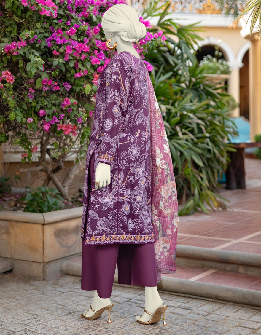 MULTICOLOR LAWN PASTE PRINTED UNSTITCHED 3PC