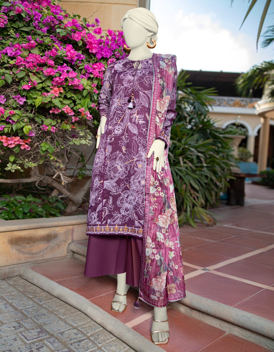 MULTICOLOR LAWN PASTE PRINTED UNSTITCHED 3PC