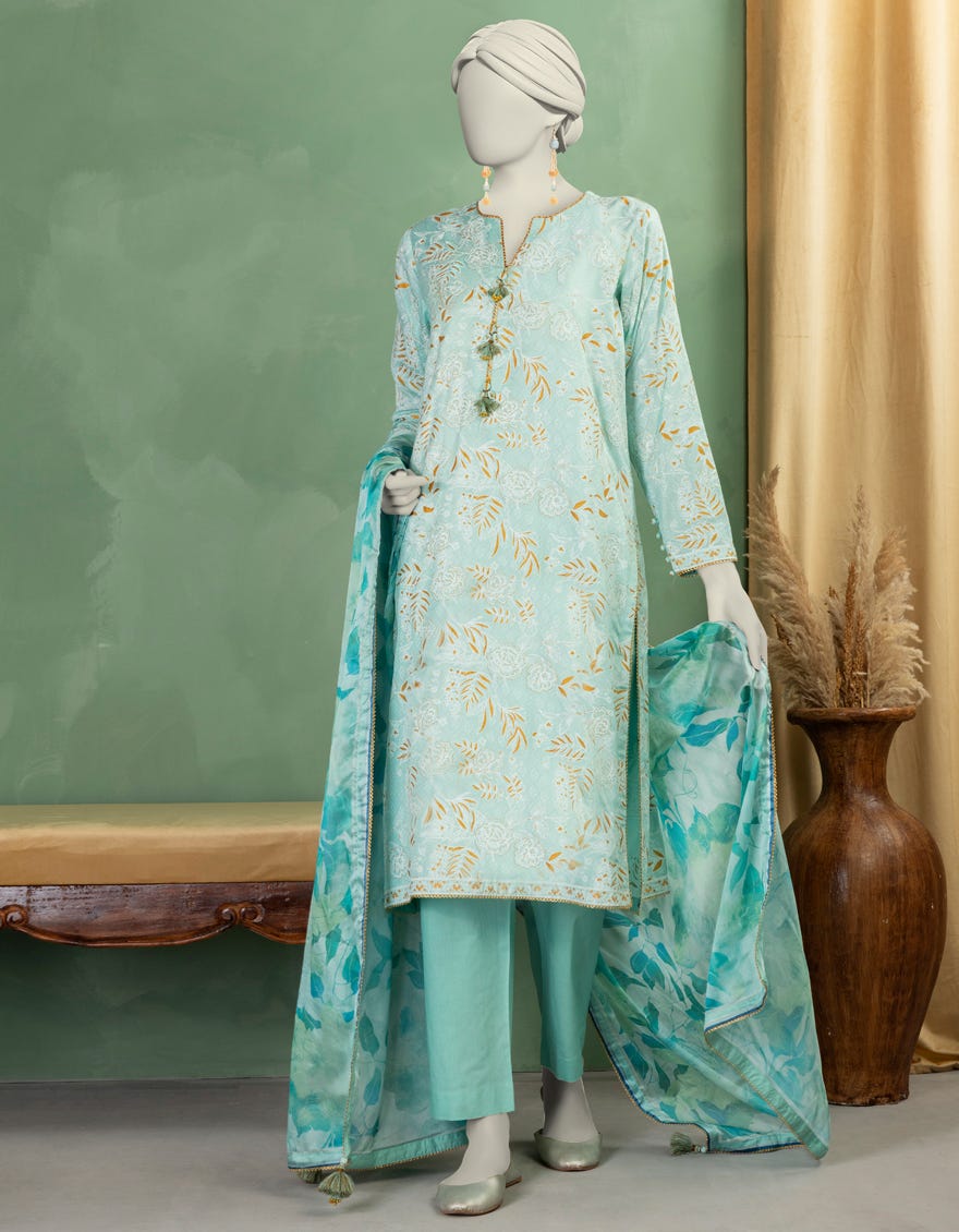 GREEN LAWN PASTE PRINTED UNSTITCHED 3PC