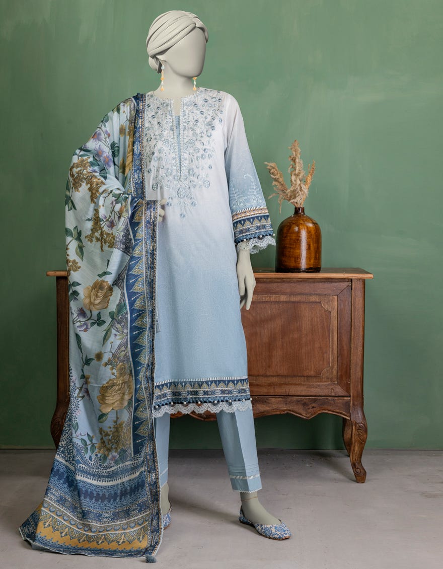 MULTICOLOR LAWN EMBROIDERED UNSTITCHED 3PC