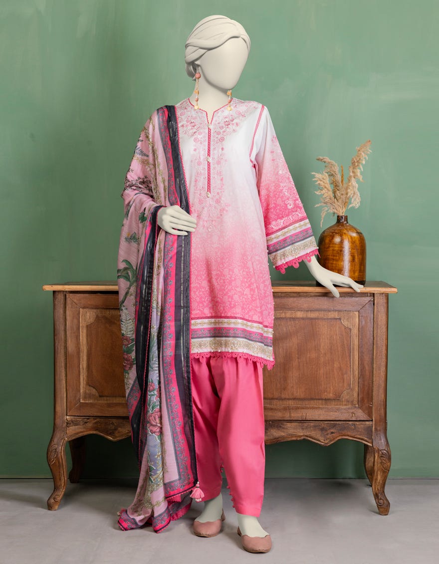 MULTICOLOR LAWN EMBROIDERED UNSTITCHED 3PC