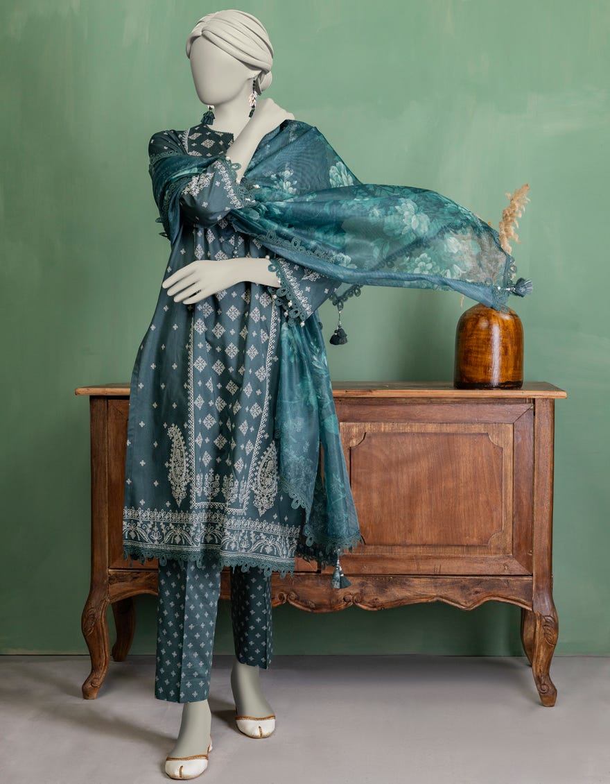 MULTICOLOR LAWN PASTE PRINTED UNSTITCHED 3PC