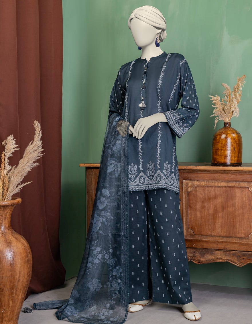 MULTICOLOR LAWN PASTE PRINTED UNSTITCHED 3PC