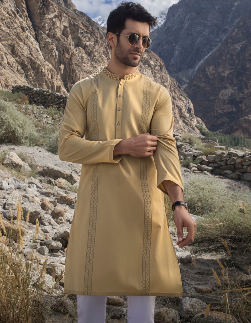 BEIGE COTTON KURTA | JJK-A-34134