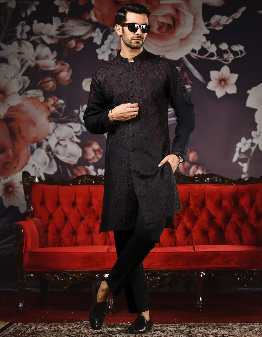 purplish-black-jamawar-special-kurta-jjk-sp-34155