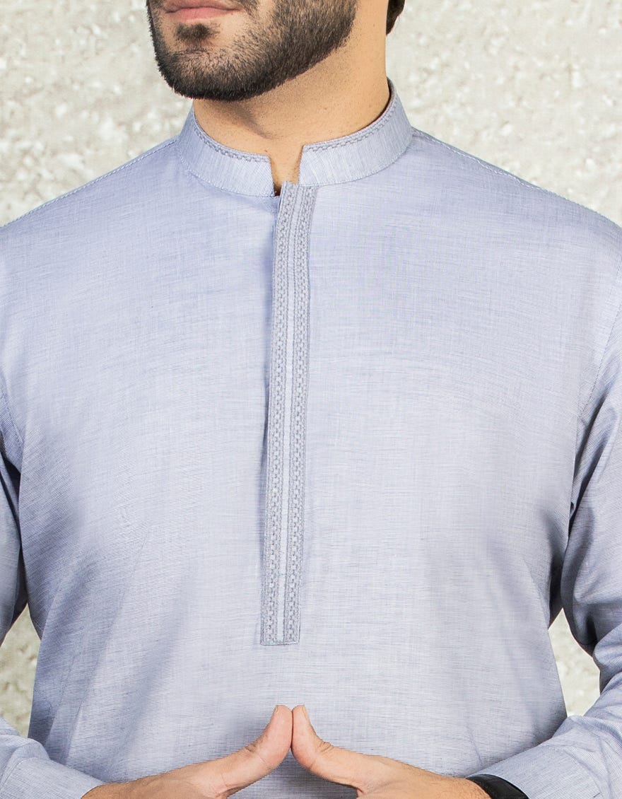 BLUEISH GREY COTTON CASUAL KAMEEZ SHALWAR | JJKS-S-34158