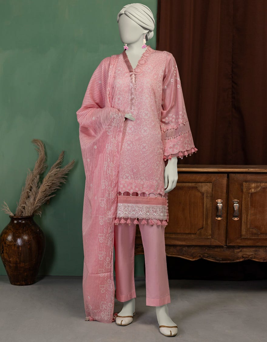 PINK LAWN EMBROIDERED UNSTITCHED 3PC