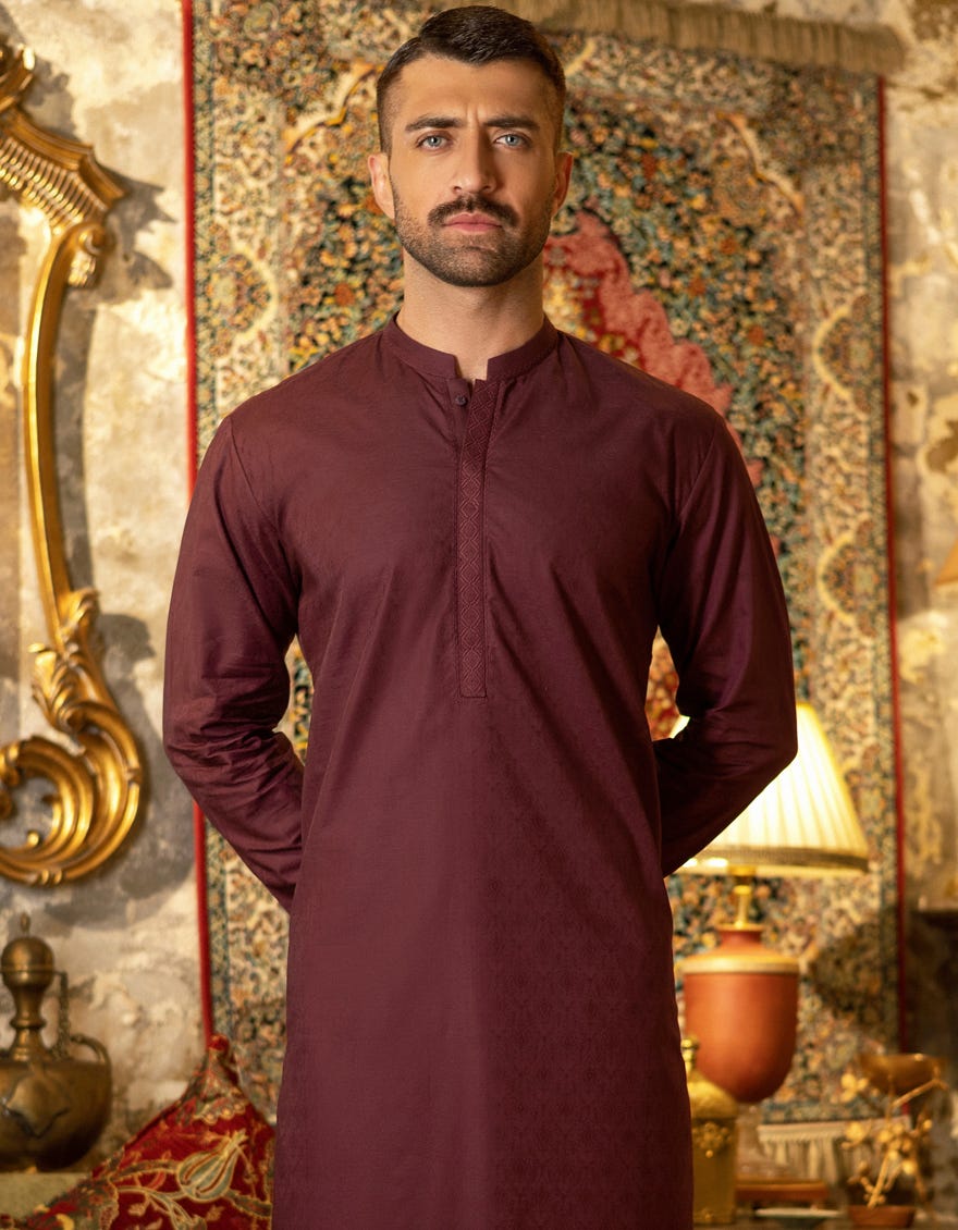 PLUM COTTON KURTA | JJK-S-34161