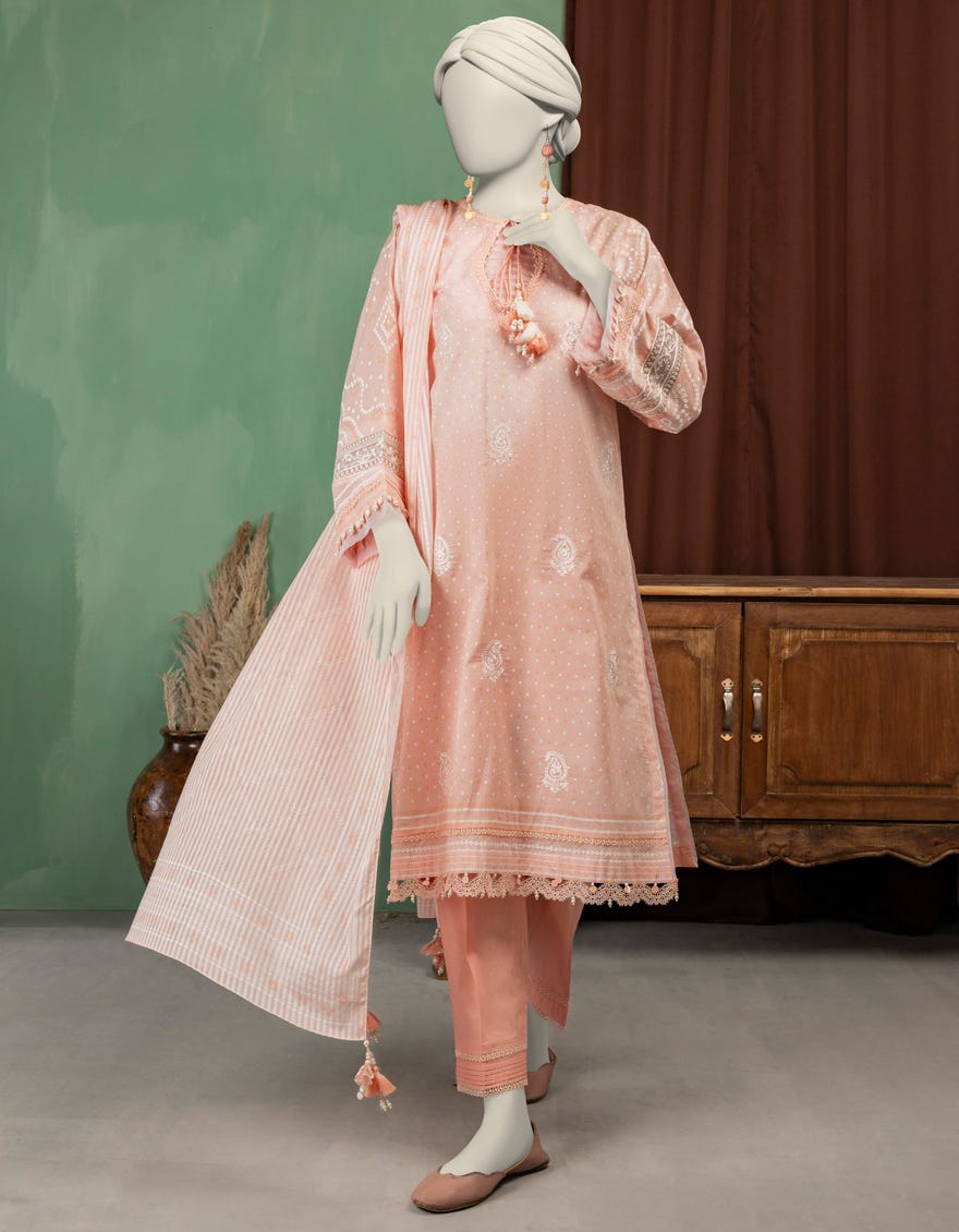 PEACH LAWN EMBROIDERED UNSTITCHED 3PC