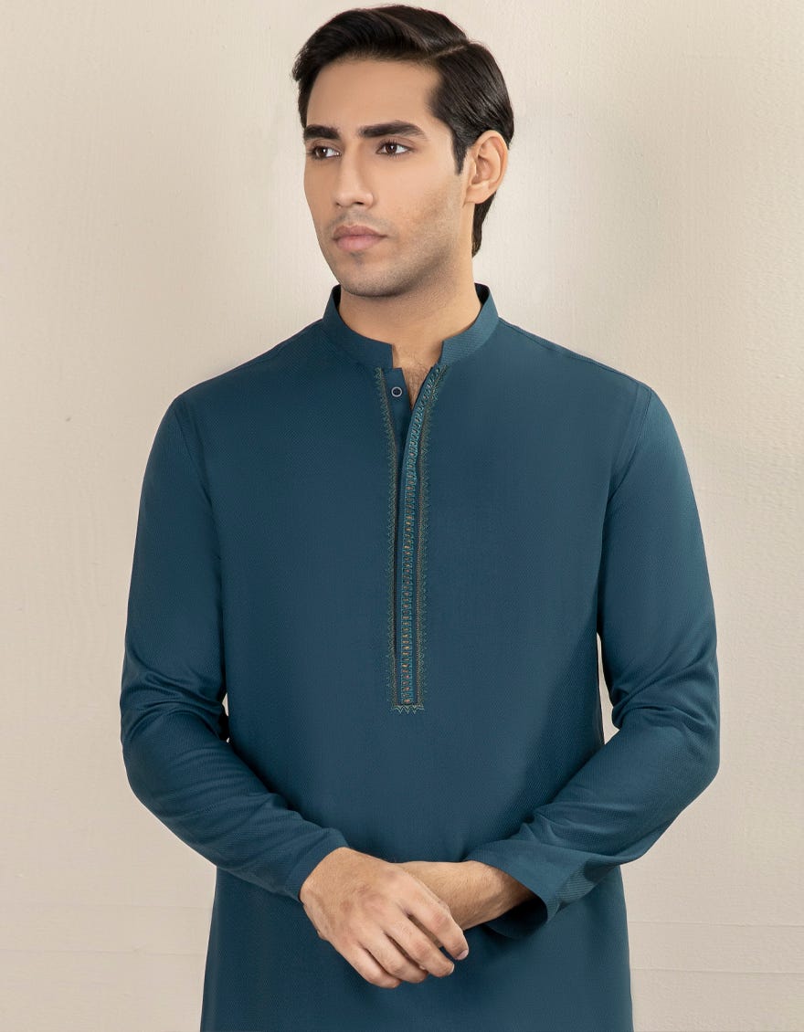 EMERALD GREEN BLENDED KURTA | JJK-A-34281
