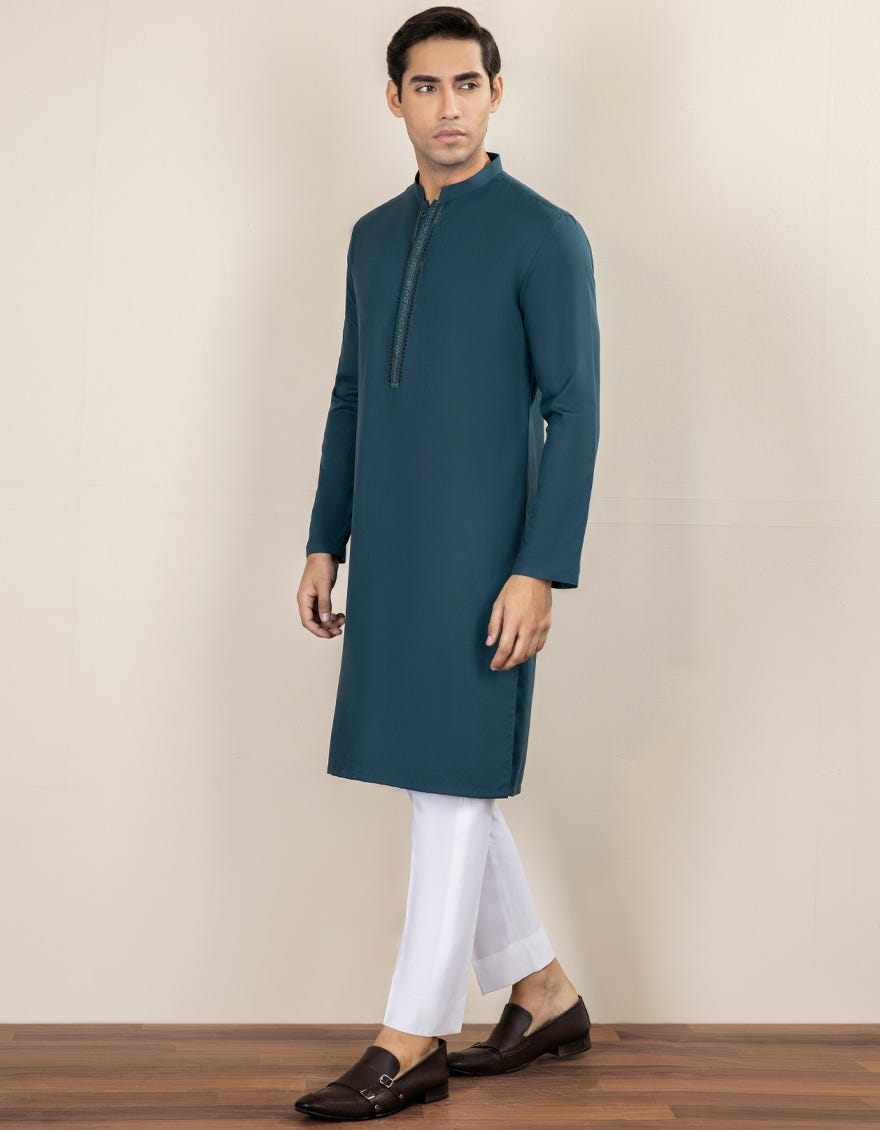 EMERALD GREEN BLENDED KURTA | JJK-A-34281