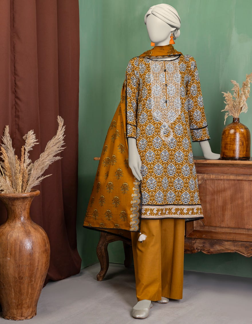 MUSTARD LAWN EMBROIDERED UNSTITCHED 3PC