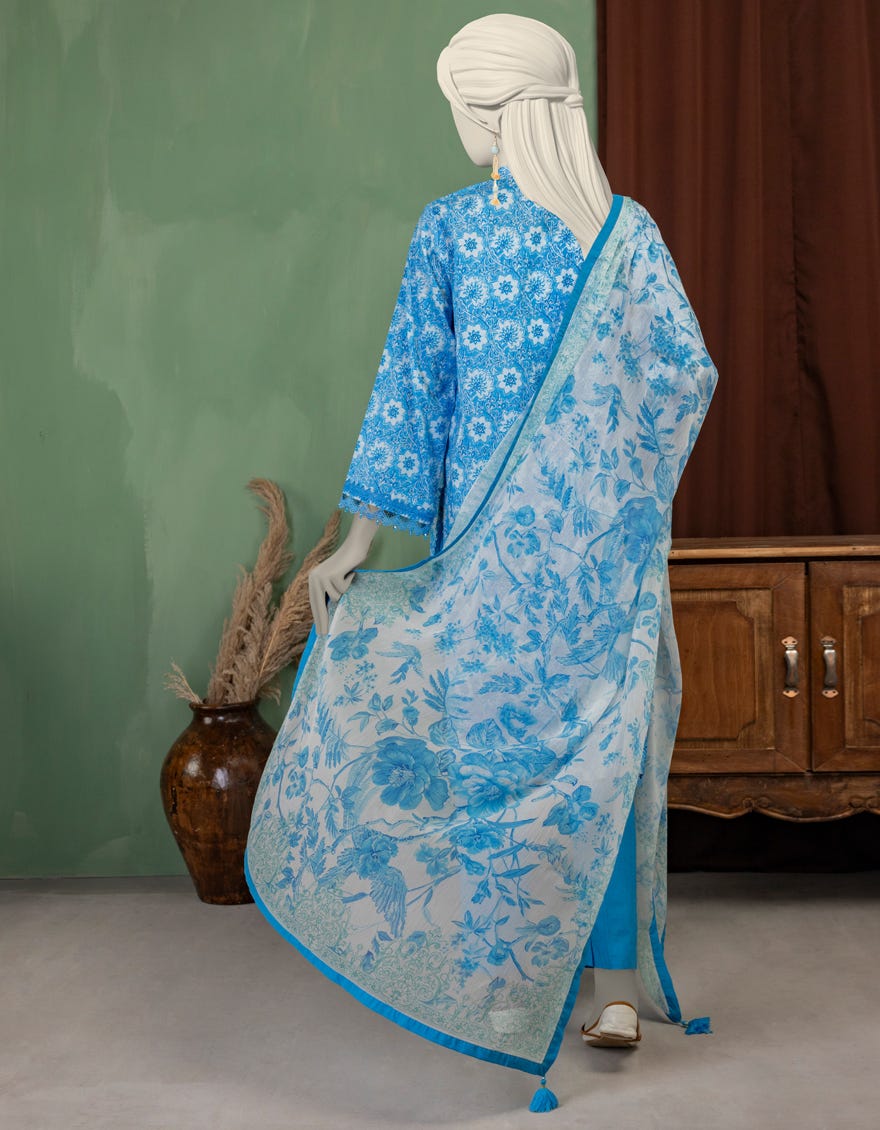 MULTICOLOR CHIFFON EMBROIDERED UNSTITCHED 3PC