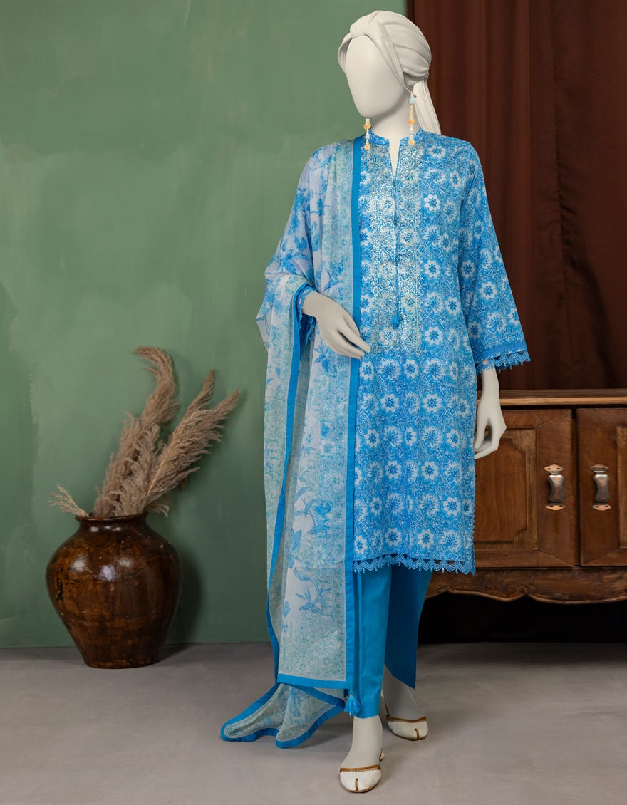 MULTICOLOR CHIFFON EMBROIDERED UNSTITCHED 3PC