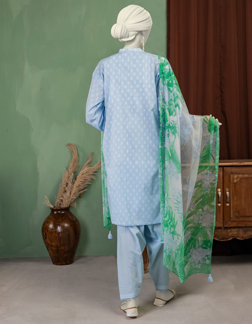 MULTICOLOR CHIFFON EMBROIDERED UNSTITCHED 3PC