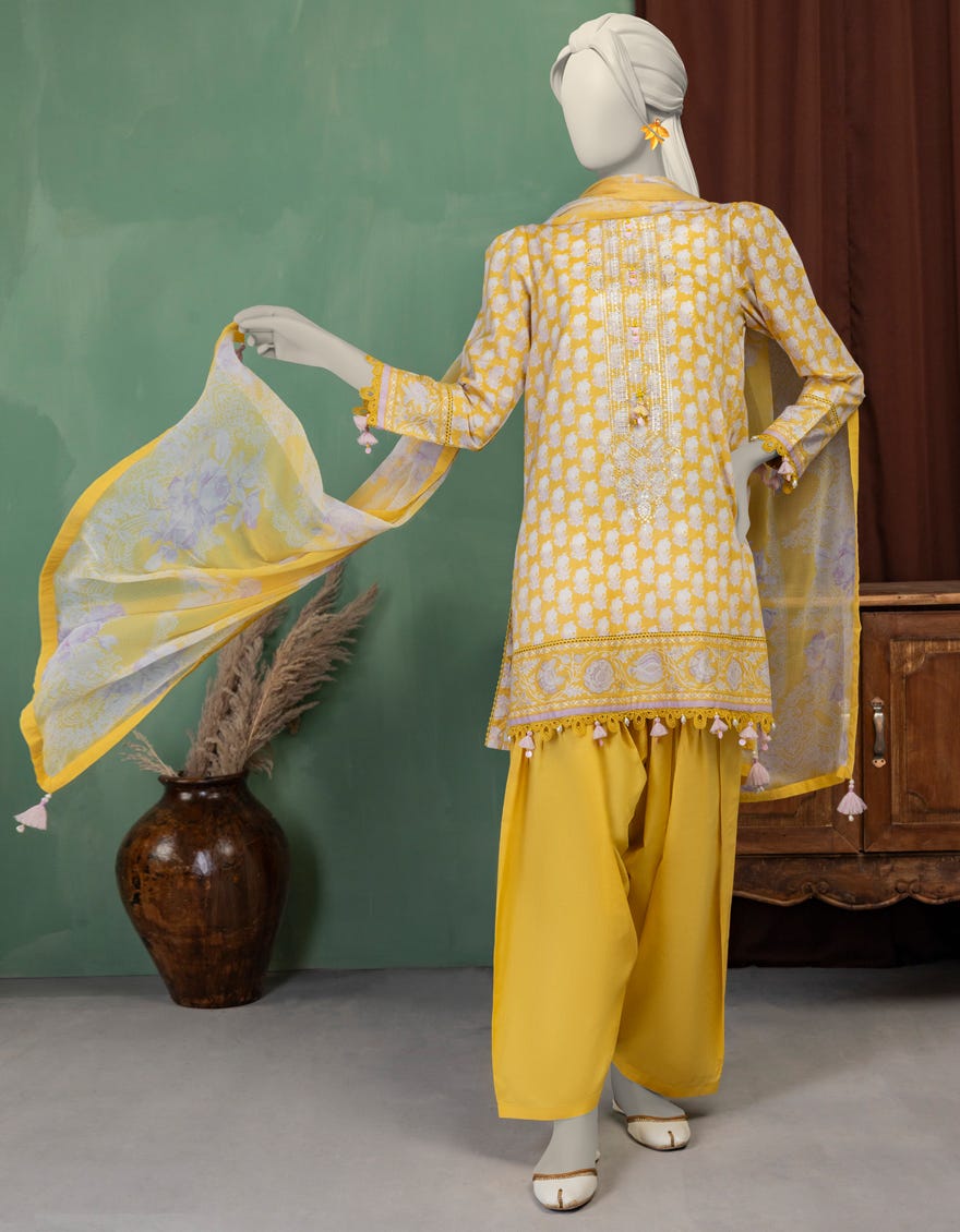 MULTICOLOR CHIFFON EMBROIDERED UNSTITCHED 3PC