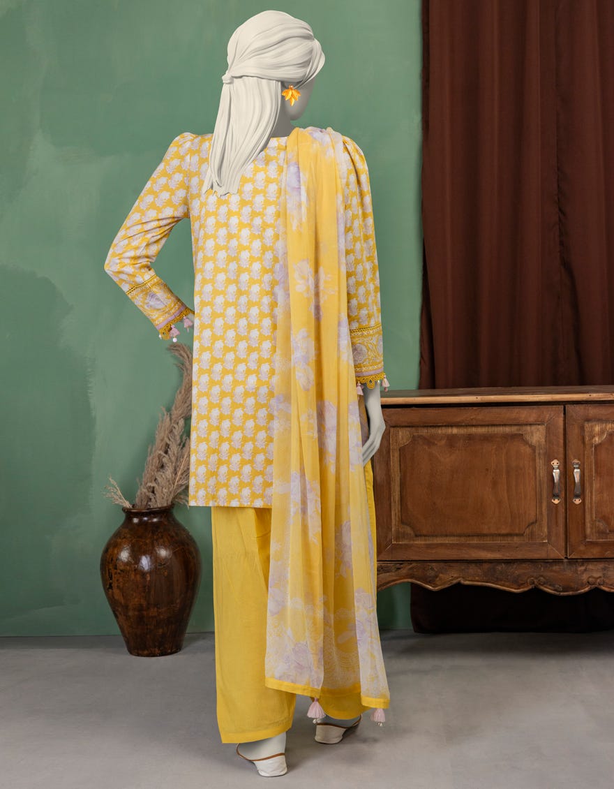 MULTICOLOR CHIFFON EMBROIDERED UNSTITCHED 3PC