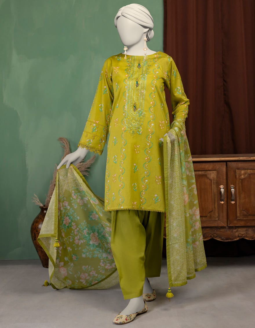 MULTICOLOR CHIFFON EMBROIDERED UNSTITCHED 3PC