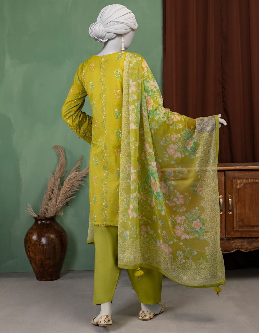 MULTICOLOR CHIFFON EMBROIDERED UNSTITCHED 3PC