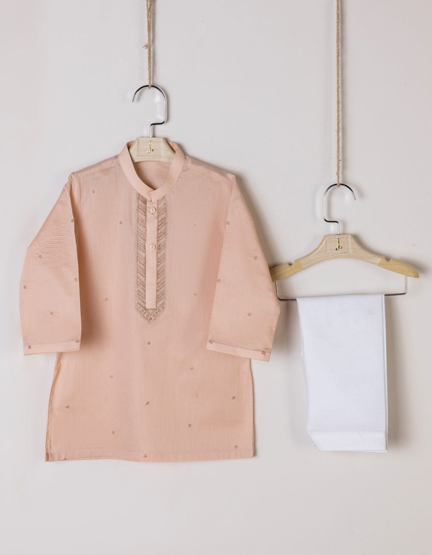 Light Coral Cotton Infant Kameez Shalwar | Jjiks-S-34403