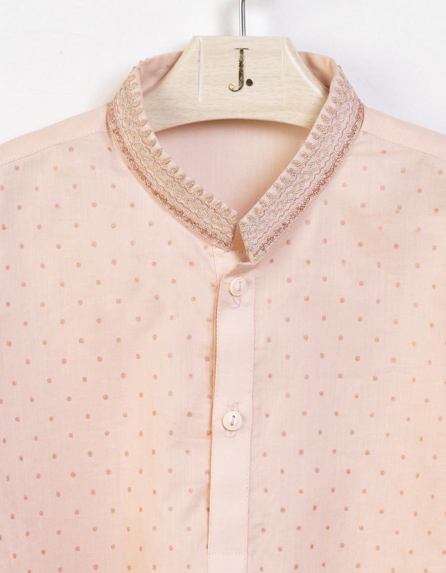 Light Coral Cotton Infant Kameez Shalwar | Jjiks-S-34405