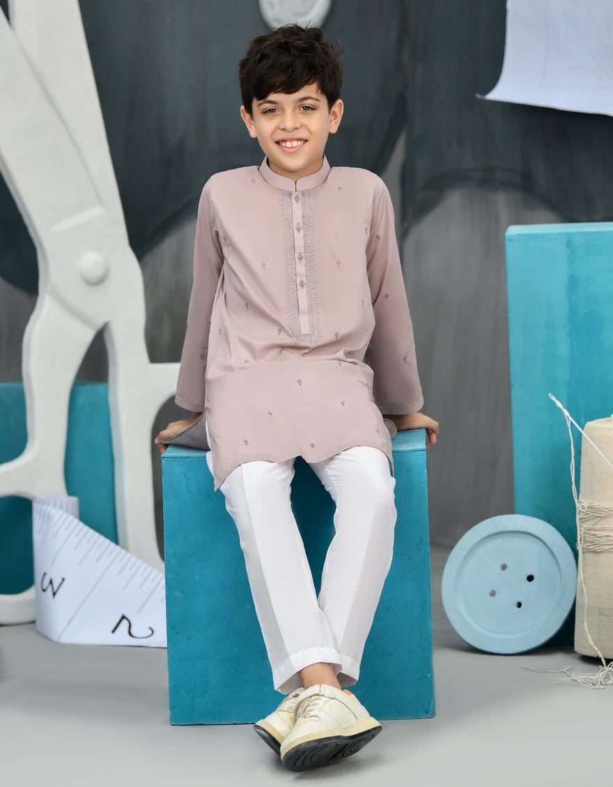 Lilac Cotton Kid's Kurta | Jck-S-34421