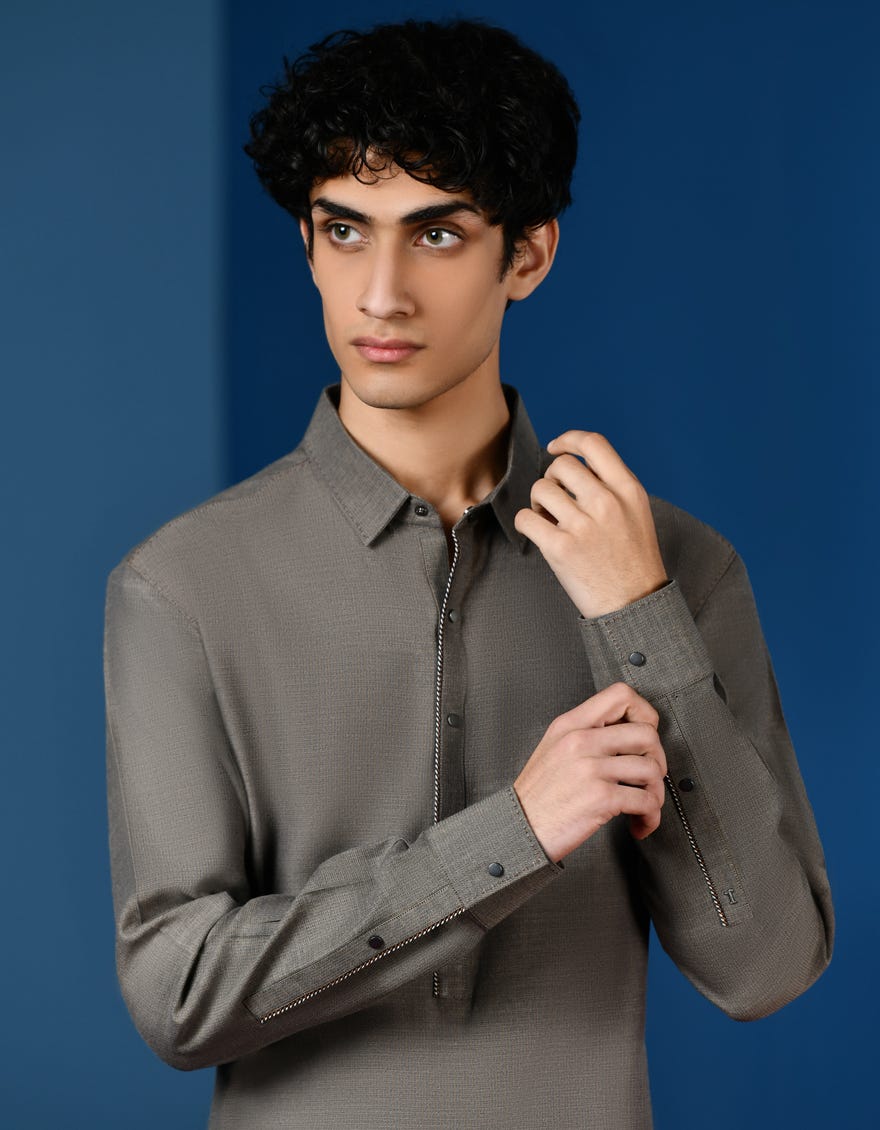 Grey Cotton Teen Boy's Kurta | Jtk-A-34557