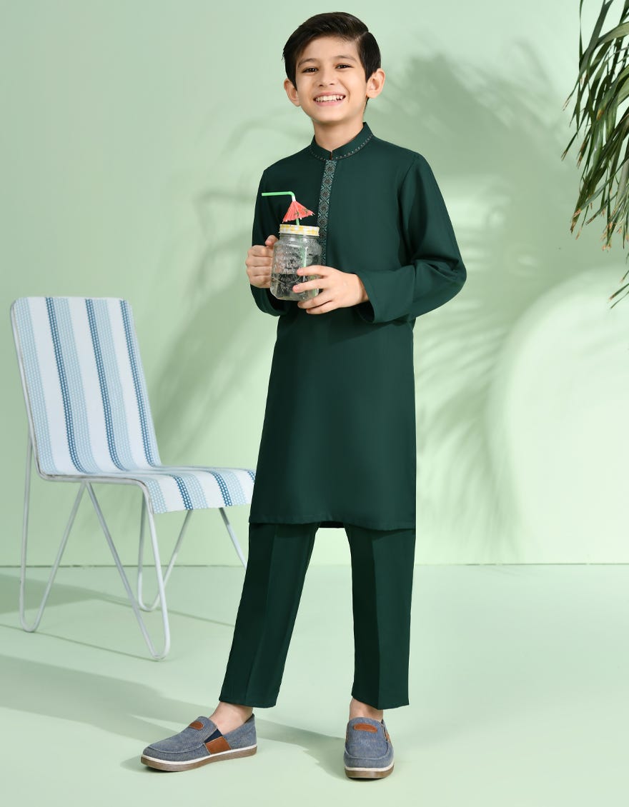 Dark Green Blended Kurta Pajama | Jckp-A-34565
