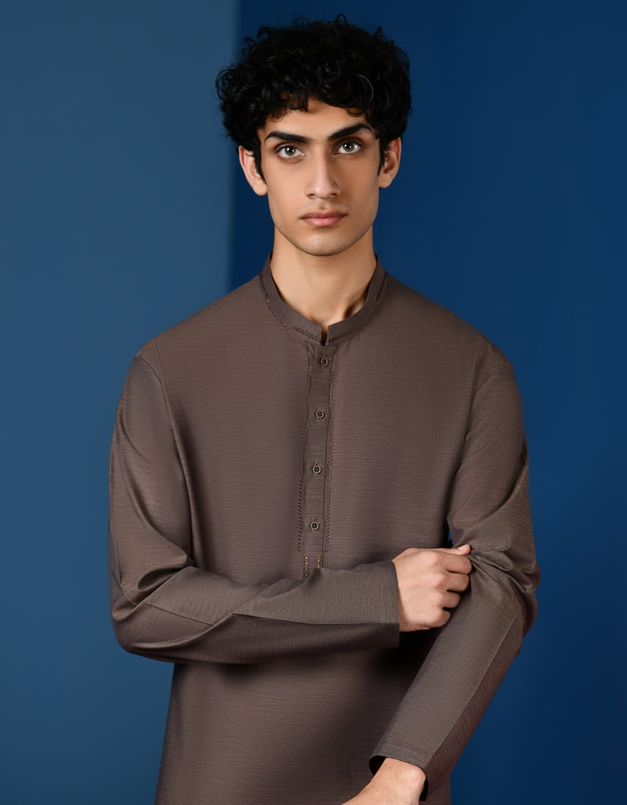 Brown Cotton Teen Boy's Kurta | Jtk-A-34570