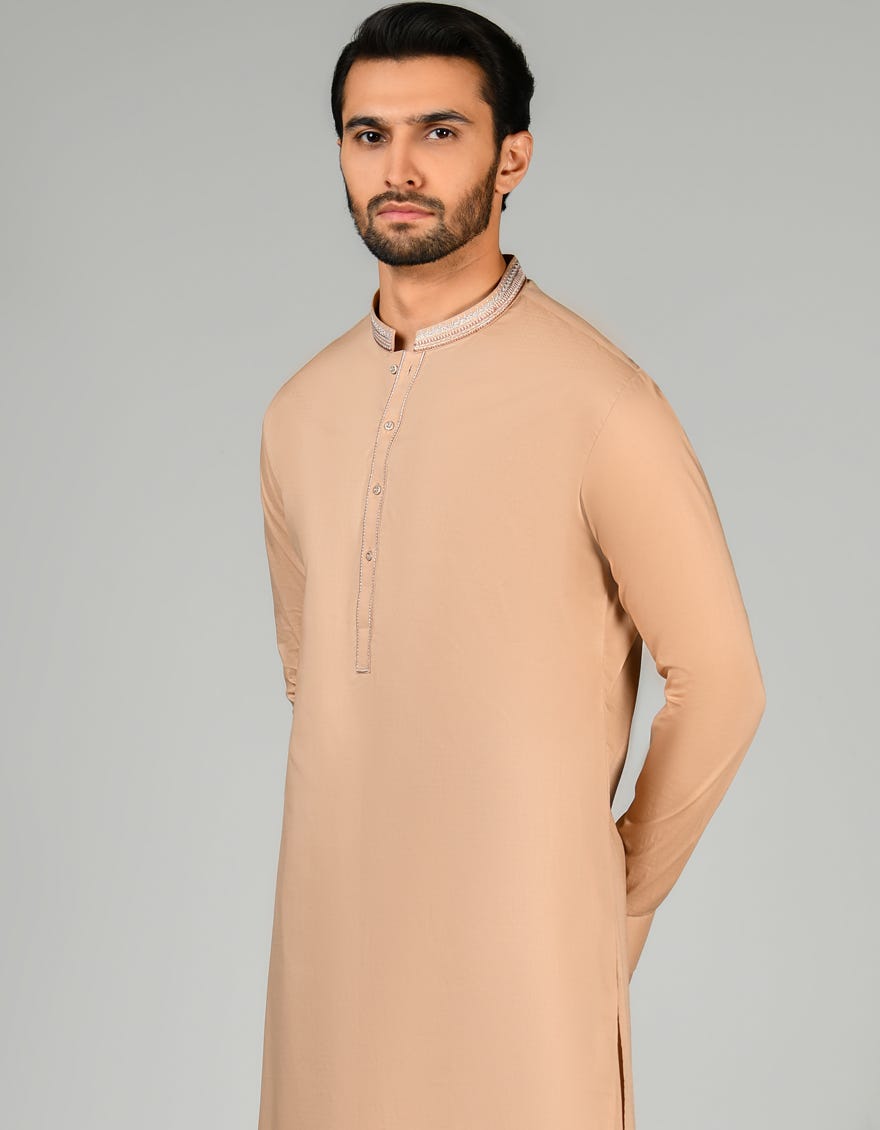 Biscuit Cotton Men's Kameez Shalwar | Jjks-S-34578