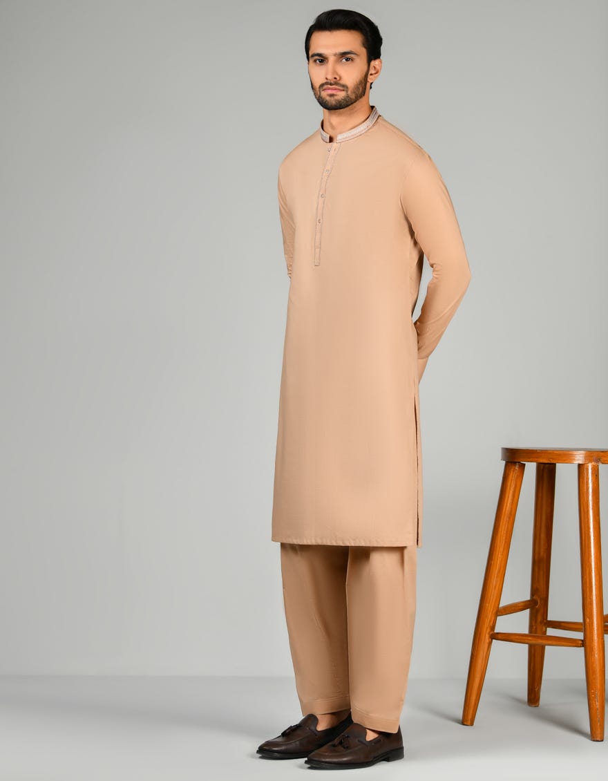 Biscuit Cotton Men's Kameez Shalwar | Jjks-S-34578
