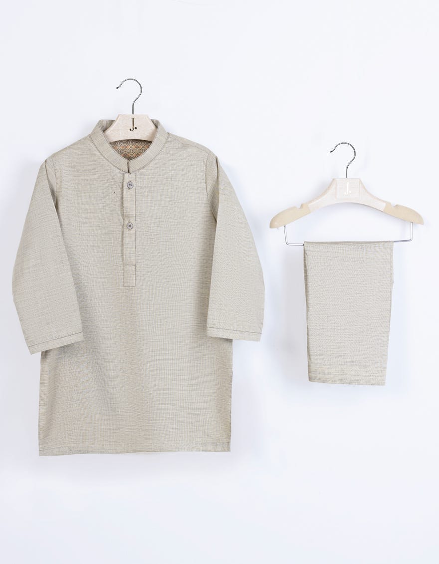 Beige Blended Infant Kameez Shalwar | Jjiks-A-34605