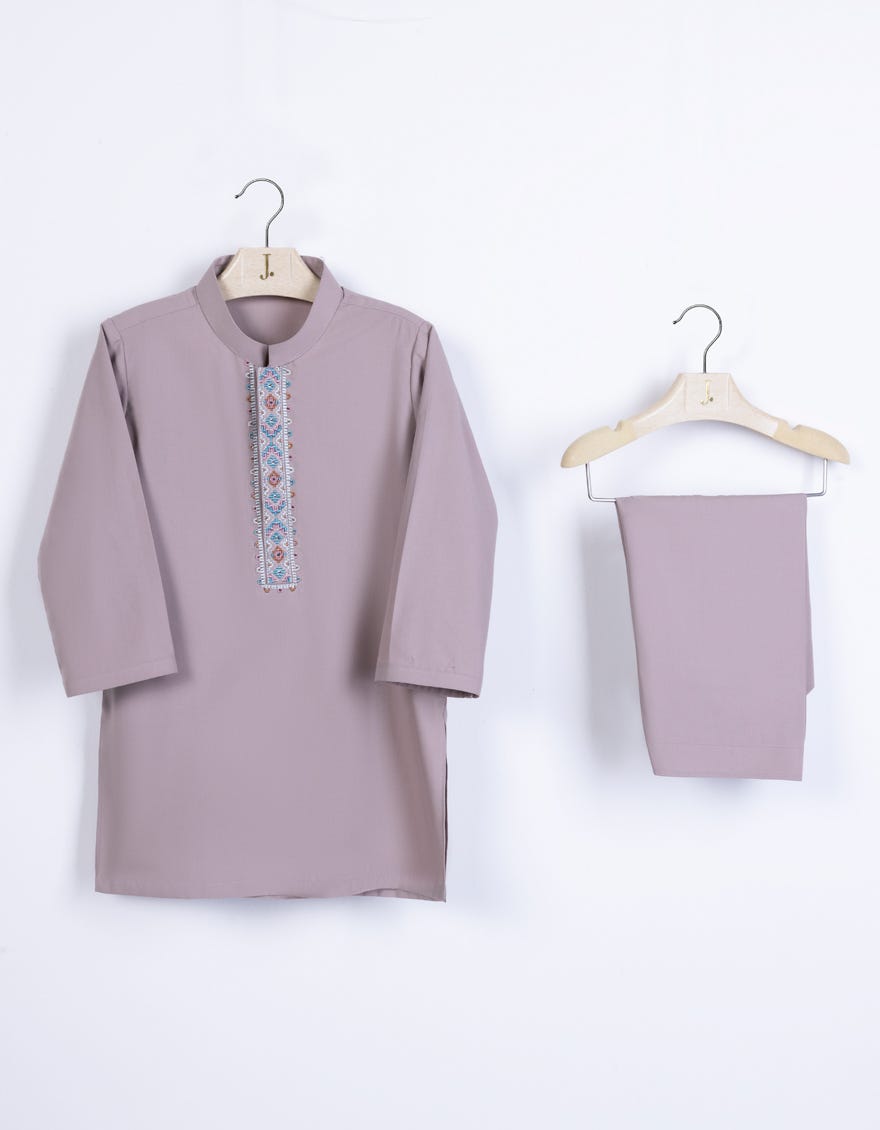 Dull Brown Blended Infant Kameez Shalwar | Jjiks-S-34622