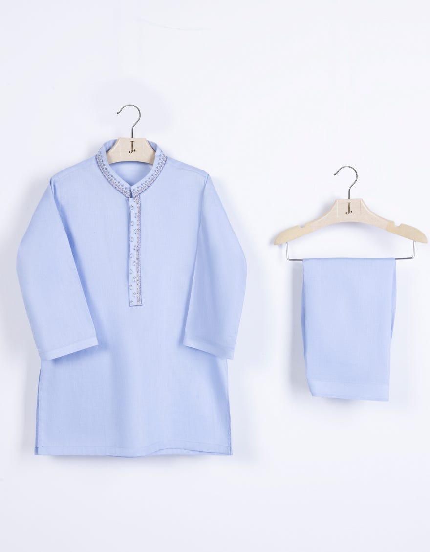 Sky Blue Cotton Infant Kameez Shalwar | Jjiks-A-34623