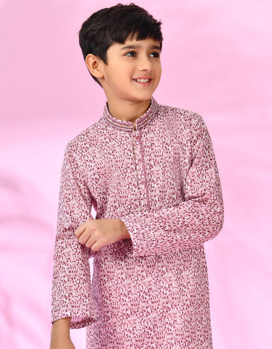 Tea Pink Cotton Kid's Kurta | Jck-S-34628