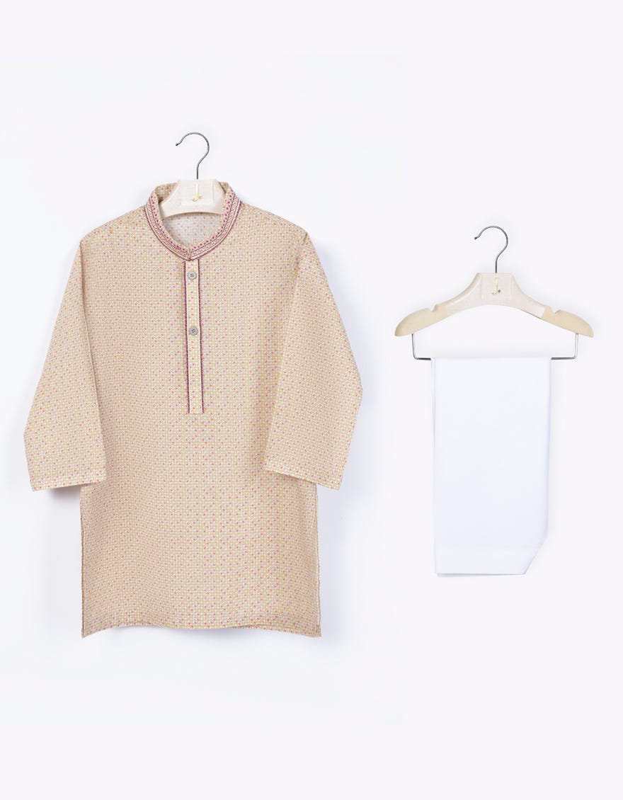 Ochre Cotton Infant Kameez Shalwar | Jjiks-S-34631
