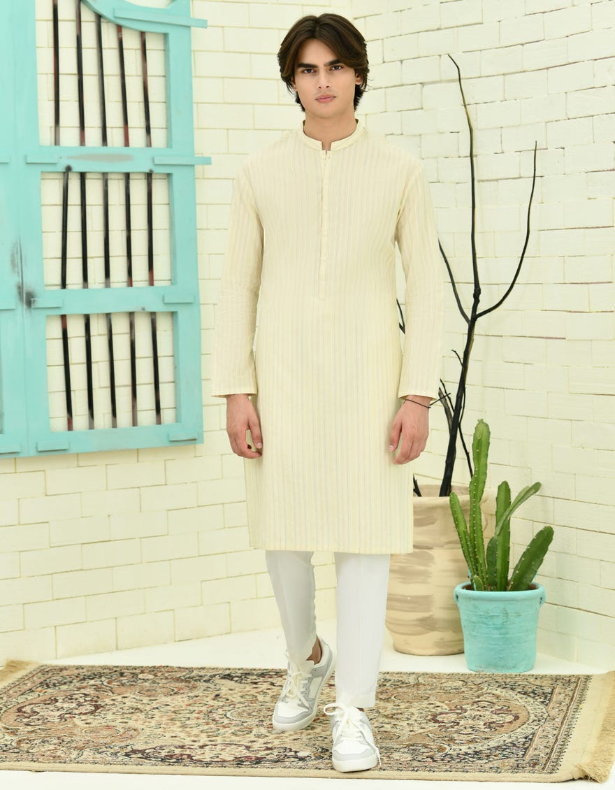 Cream Cotton Teen Boy's Kurta | Jtk-A-34735