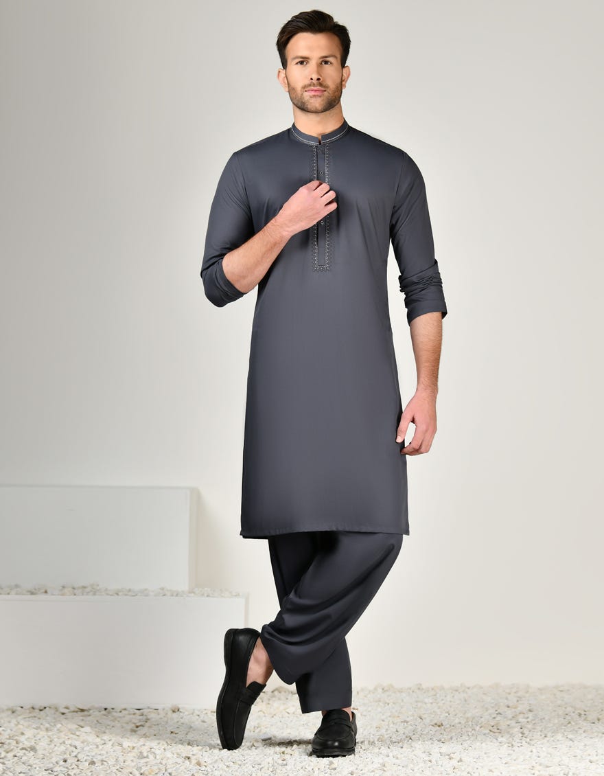 GREY BLENDED KAMEEZ SHALWAR | JJKS-A-34856
