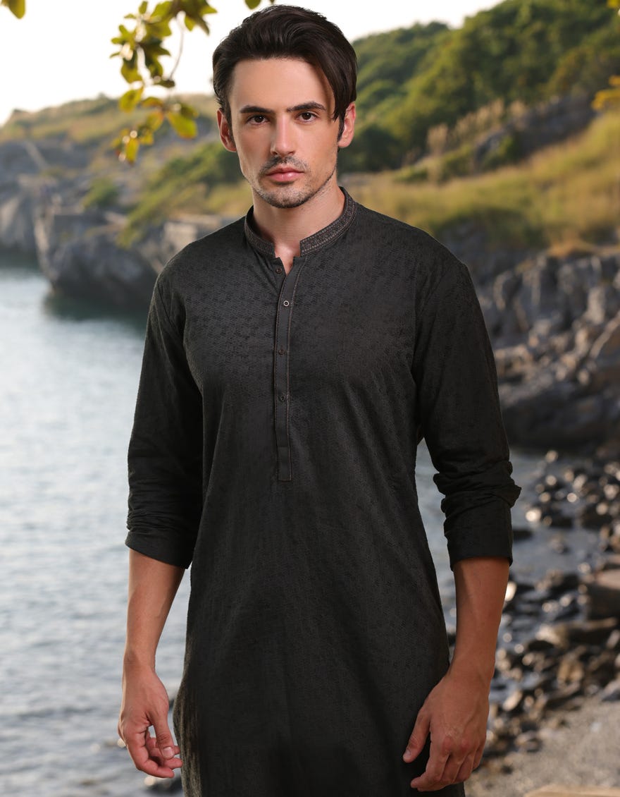 GREEN COTTON KURTA | JJK-A-34952